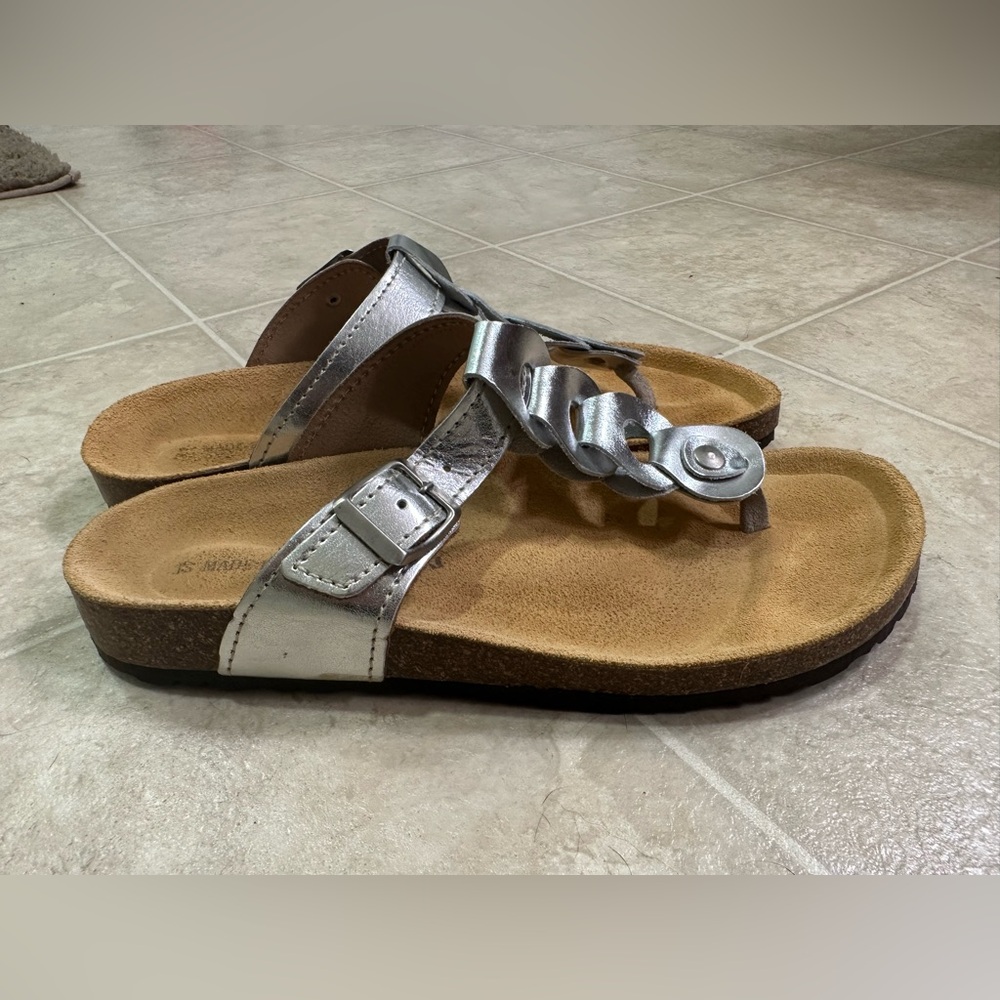 Women's Silver Cork Sole Sandals - Picture 3 of 9